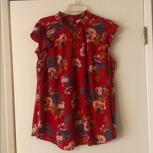 Loft Red floral blouse